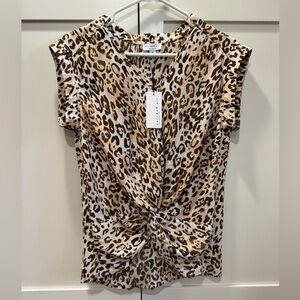 NWT Current Air Leopard Print Twist Front Blouse